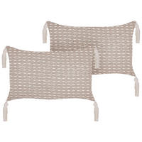 DEKOKISSEN 2er-Set Taupe 45/25 cm Hakone - Graubraun, Textil (45/25cm) - Beliani