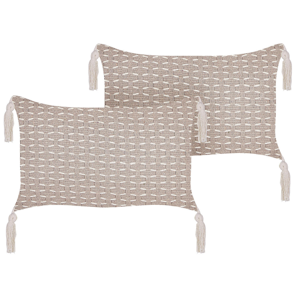 DEKOKISSEN 2er-Set Taupe 45/25 cm Hakone - Graubraun, Textil (45/25cm) - Beliani