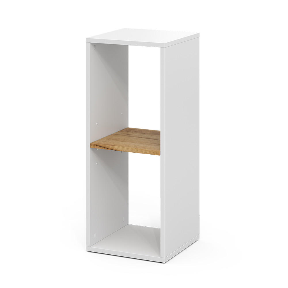 BÜCHERREGAL Tomy Weiß/Goldkraft Eiche 30 x 74 cm mit 2 offenen Fächern - Honigeiche/Weiß, Holzwerkstoff (30/74/30cm) - Vicco