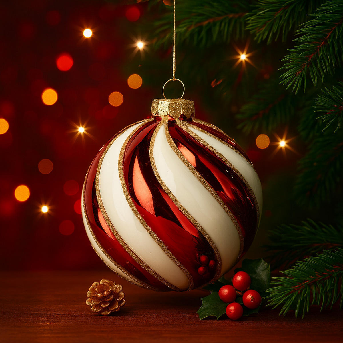WEIHNACHTSKUGEL Glas CANDYBALL, Ø100 mm, Rot, Christbaumkugeln, Weihnachtsdeko Xmas, Christmas Deko - Rot, Glas (10/10/10cm) - home&you