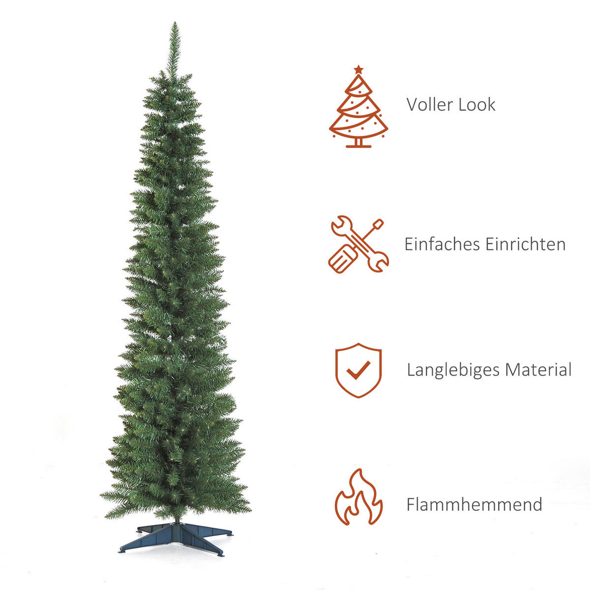 WEIHNACHTSBAUM 499 Spitzen Tannenbaum mit Kunststoffständer PVC Grün - Grün, Kunststoff (210cm) - HOMCOM