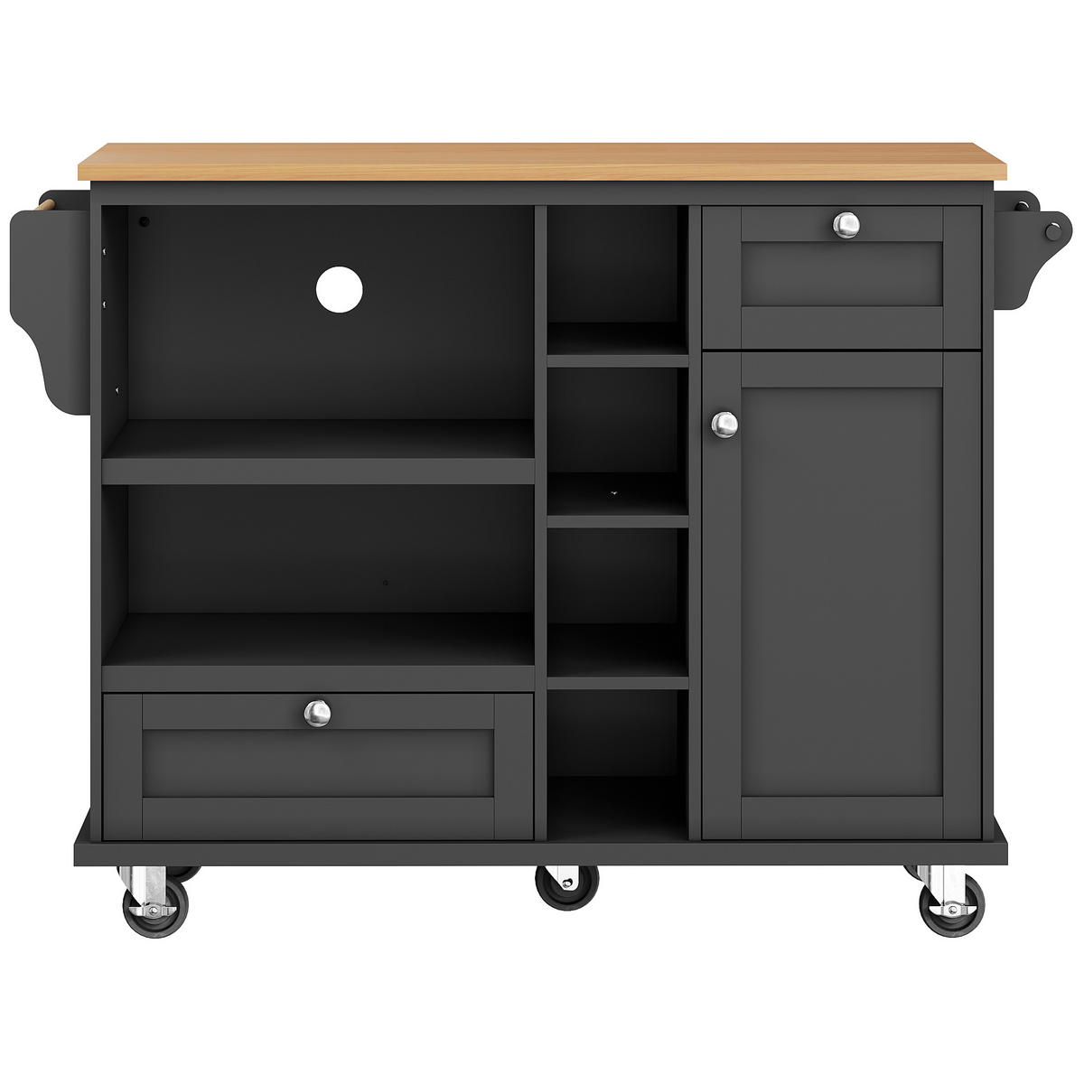 KÜCHENWAGEN mit Stauraum und Rollen Schwarz - Schwarz, Holzwerkstoff (46/92/129cm) - Urban Meuble