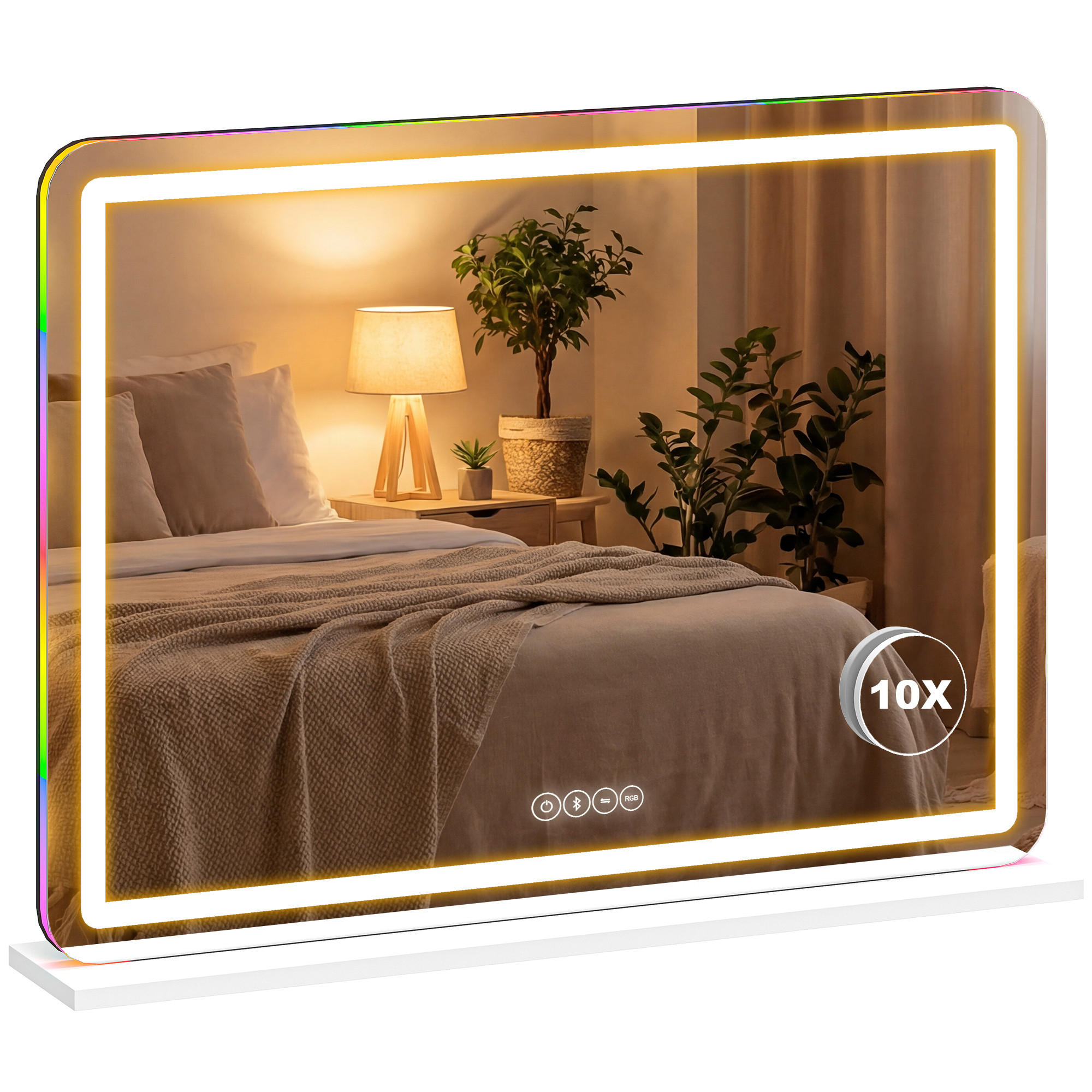 SCHMINKSPIEGEL DE-18040 80/60 cm, dimmbar, 3 Farbtemperaturen Weiß - Weiß, Metall (20/80/60cm) - ComfortXL