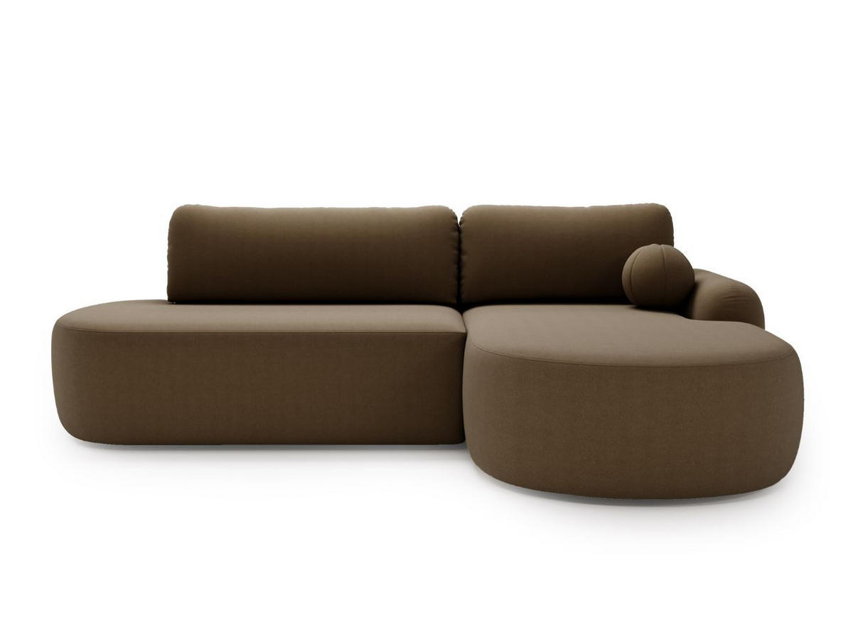 ECKSOFA Aurio O Bouclé-Stoff Braun Rechts - Braun, Holz/Textil (271/177cm) - Graingold