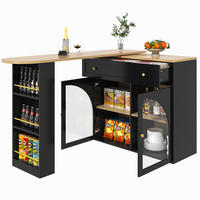 BARTISCH, MDF ausziehbar 138-204/39/104 cm mit Stauraum & 360° drehbar, Schwarz - Schwarz, Holzwerkstoff (39/104/138cm) - Redom