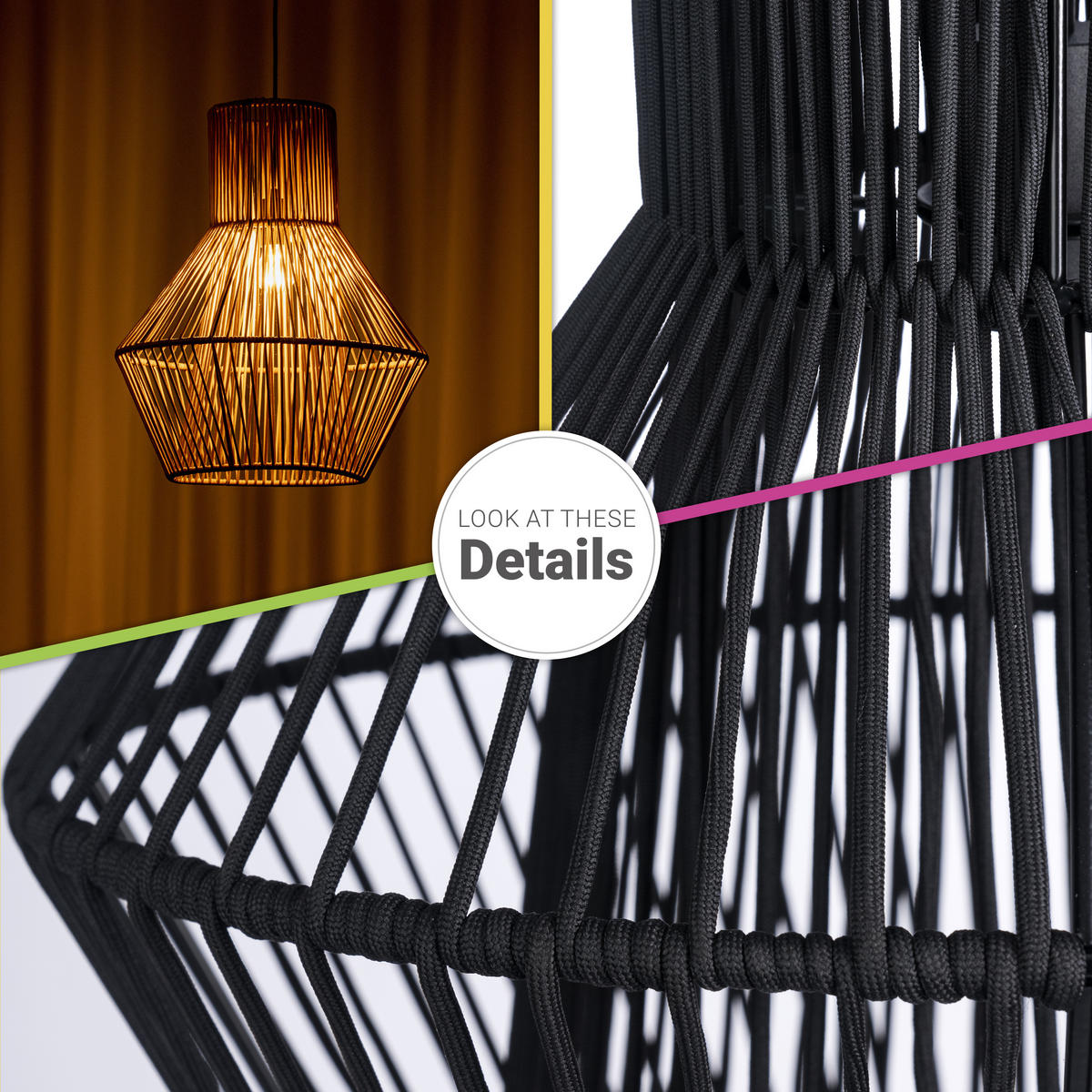 PENDELLEUCHTE Hugo Pd1 Malena - Schwarz, Metall (45/45/55cm) - Paco Home