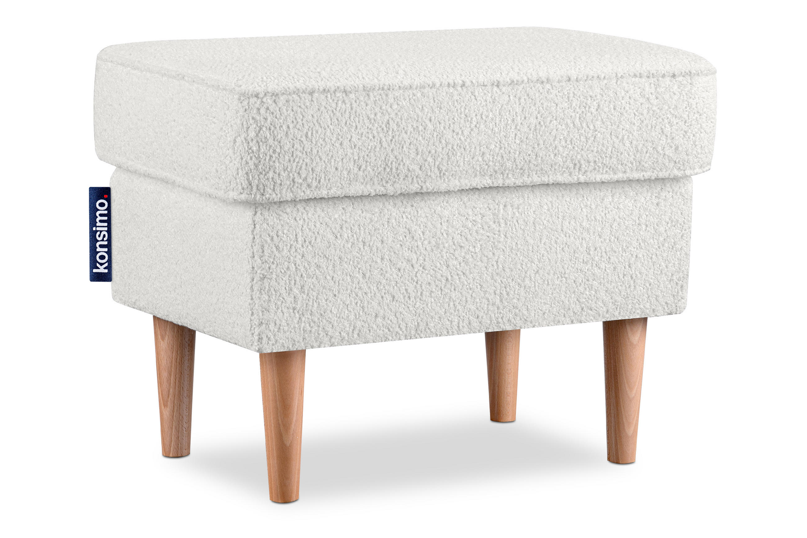 SITZHOCKER STRALIS zeitloses Design hohe Füße, weiß - Weiß, Textil (41/43/56cm) - KONSIMO®