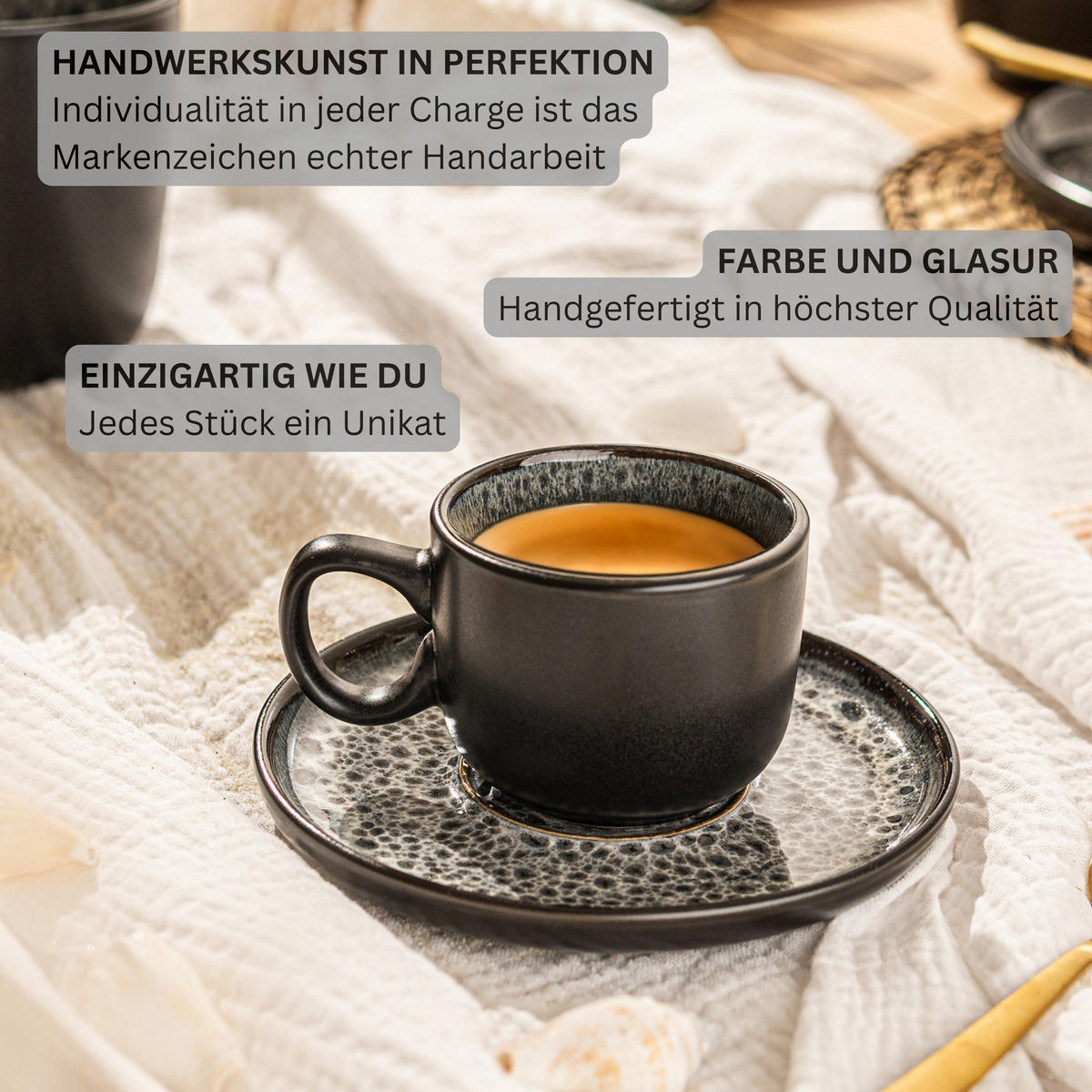 ESPRESSOTASSEN SET SYDNEY - 12 teilig aus Steingut - Grau, Keramik (0.08L) - Sänger