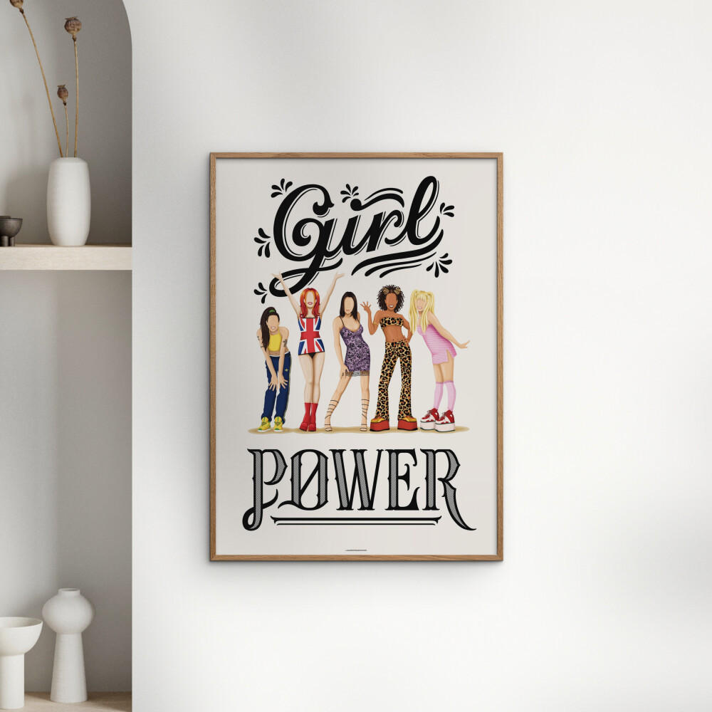 POSTER mit Rahmen Nour Tohme - Girl Power - Eichefarben/Multicolor, Holz/Papier (50/70cm) - Poster&Frame