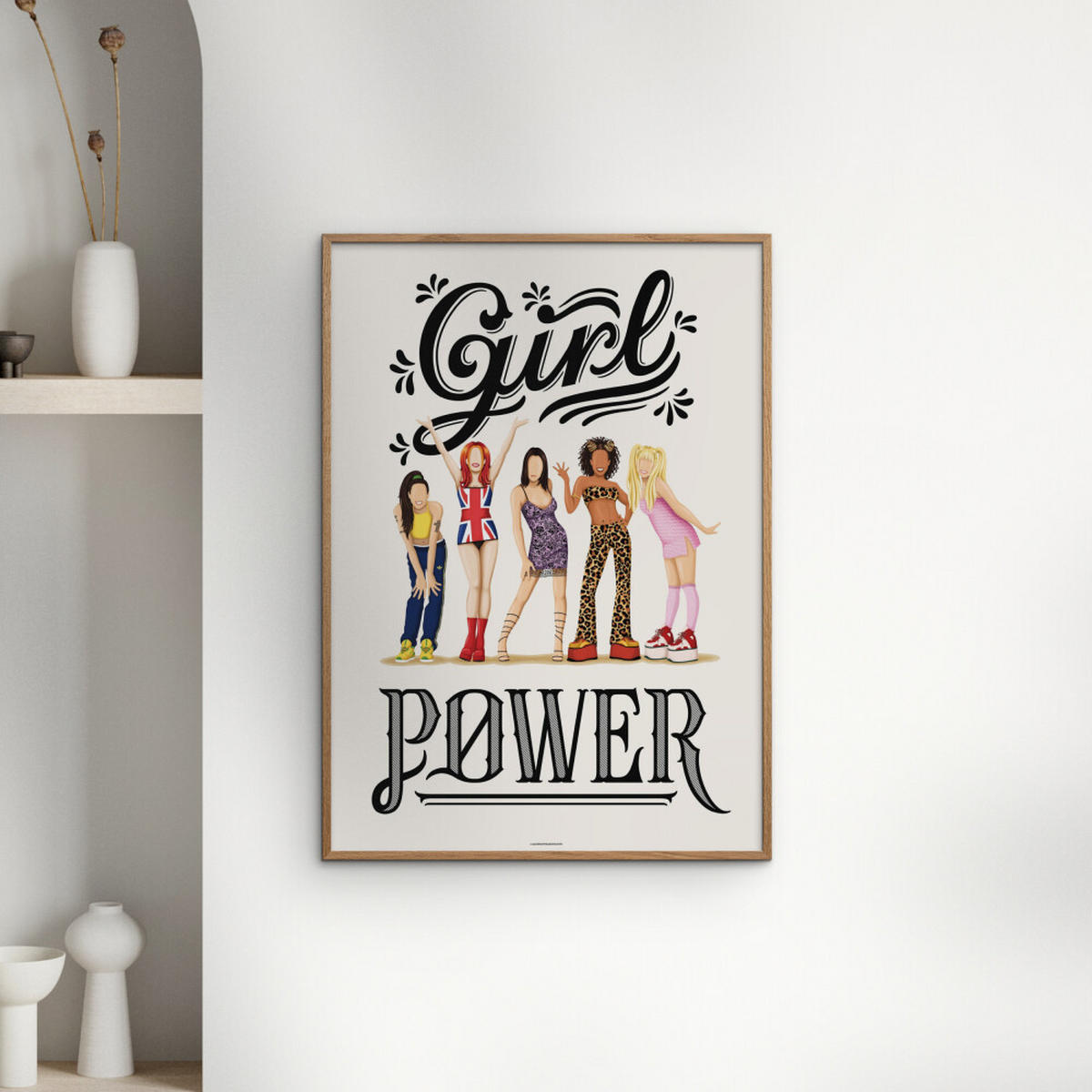 POSTER mit Rahmen Nour Tohme - Girl Power - Eichefarben/Multicolor, Holz/Papier (50/70cm) - Poster&Frame