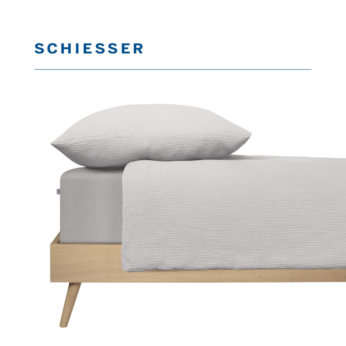 BETTWÄSCHESET Molly - Musselin - 2-teilig - 135 x 200 cm - Hellgrau - Hellgrau, Textil (135/200cm) - SCHIESSER