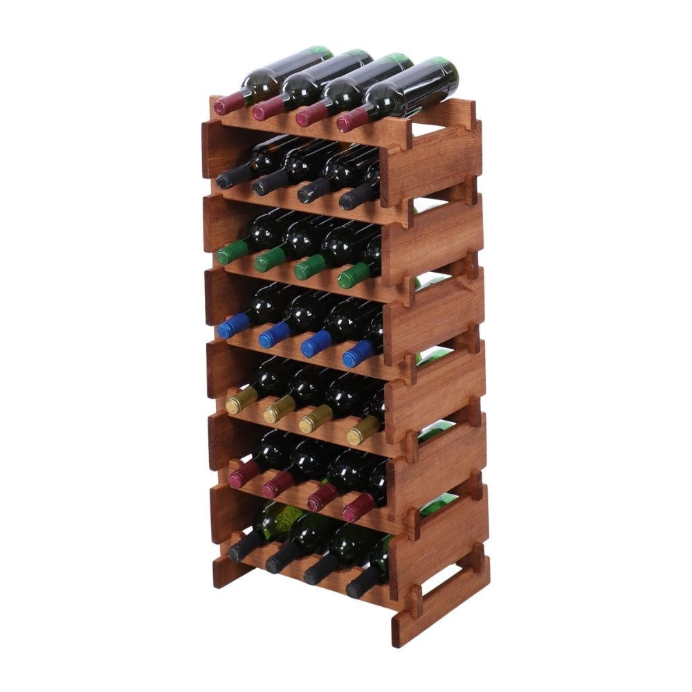 WEINREGAL VINOTECA FLEX PRO HxBxT 93x46x28cm 28 Flaschen auf 7 Ebenen Braun geölt - Braun, Holz (46/93/28cm) - PROREGAL