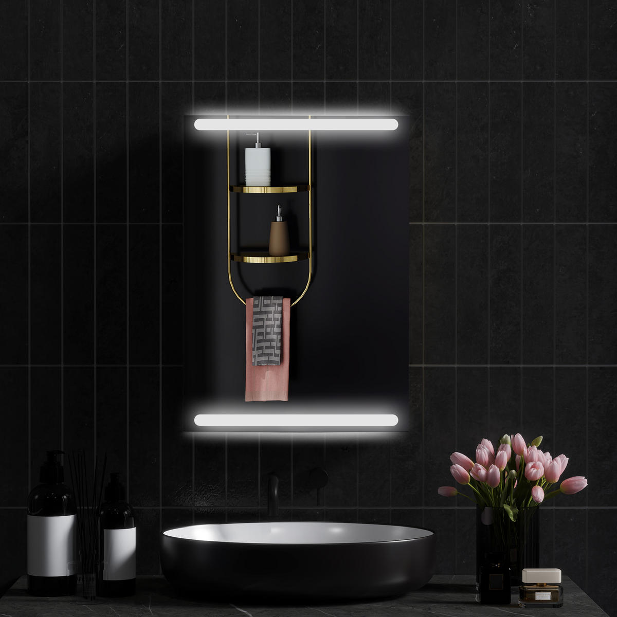 LED-BADEZIMMERSPIEGEL 90/60 cm - Silberfarben, Glas (90/60/3cm)
