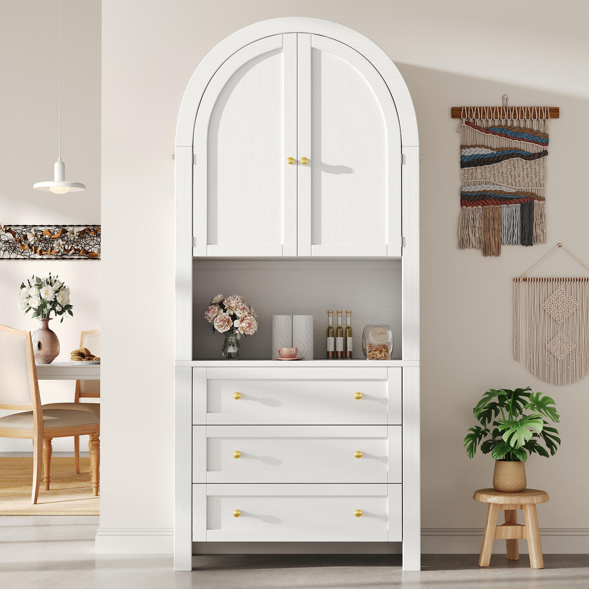 KÜCHENBUFFET, 70 x 35 x 180 cm, Weiß, MDF - Weiß, Holzwerkstoff (70/180/35cm) - SONNENH