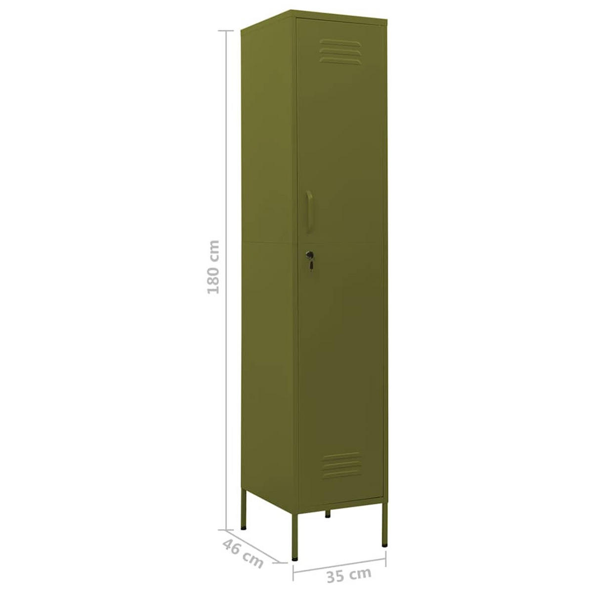 SCHLIESSFACHSCHRANK Olivgrün 35/46/180 Cm Stahl - Grün, Metall (46/180/35cm) - vidaXL