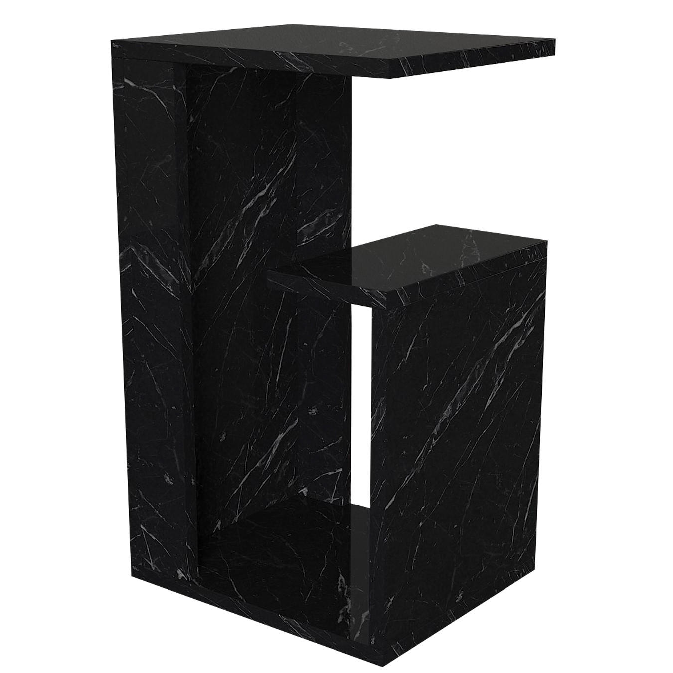 BEISTELLTISCH Sister Bendir Glänzend (Marmor Optik) - Schwarz/Weiß, Holzwerkstoff (29/35/60cm) - moebel17