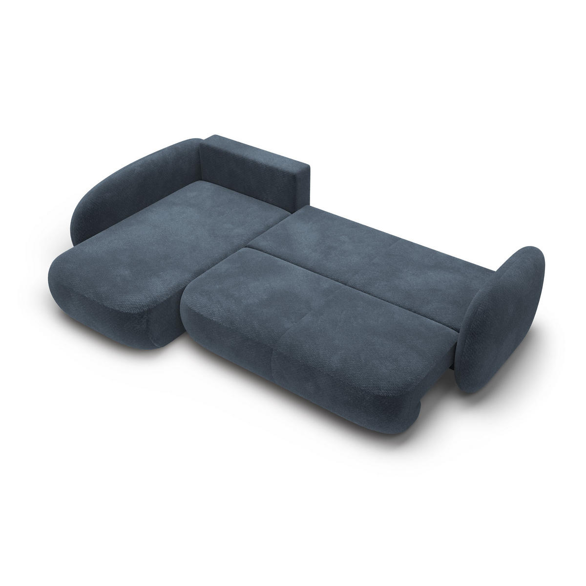 ECKSOFA AMICO II L-S Blau Geflochtener Stoff mit Schlaffunktion - Blau, Holz (289/190cm) - MASSENO