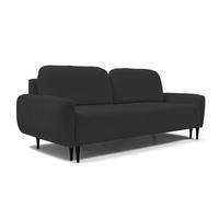 SOFA BOHO Mit Schlaffunktion Und Bettkasten, Wellenfederung, PUR-Schaum, Holzfüße, lose Rückenkissen, freistehend, 244x102x92 cm Black - Schwarz, Holz/Textil (244/92/102cm) - DomoHome