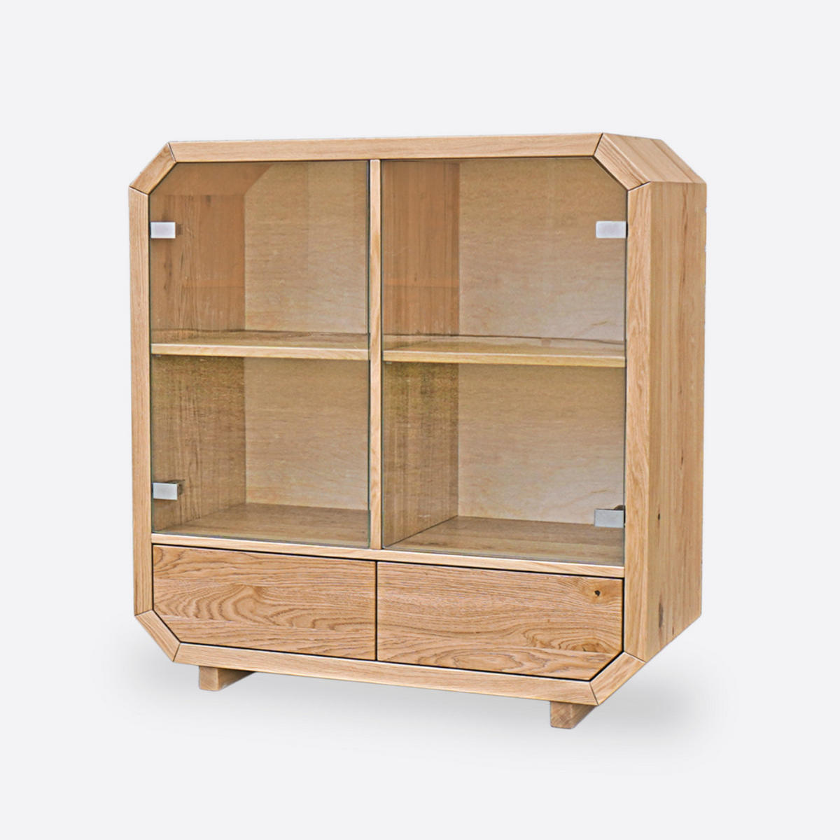 KOMMODE aus Massivholz mit Glas OMNIS - Eichefarben, Holz (100/105/40cm) - Rawood Furniture