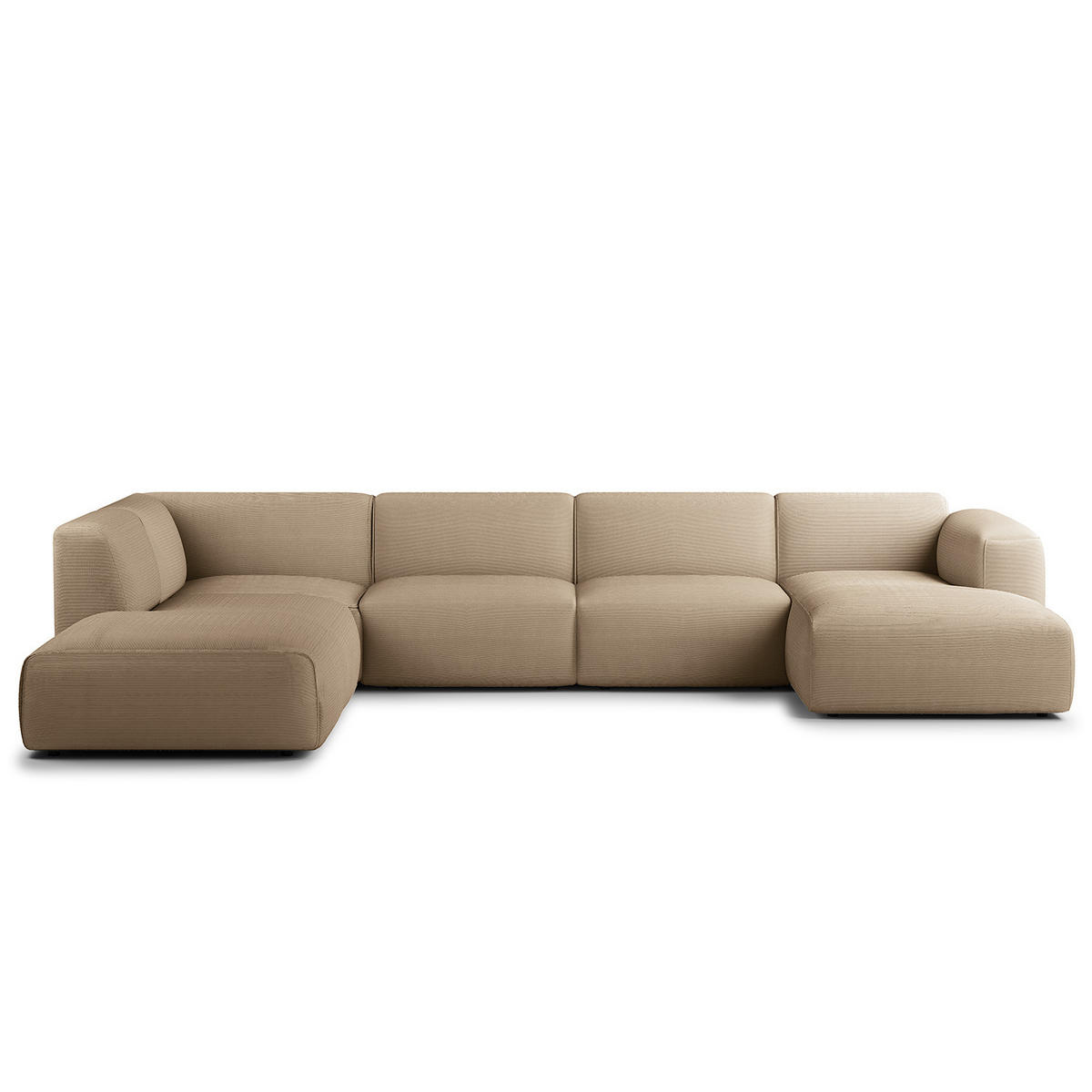 WOHNLANDSCHAFT mit Longchair - Taupe/Schwarz, Kunststoff/Textil (325/71/235cm) - home24