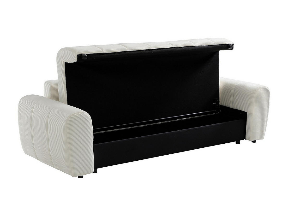 SCHLAFSOFA - 3 Personen - samt - cremefarben Badota - Creme, Kunststoff/Textil (244/90/101cm) - Vente-Unique