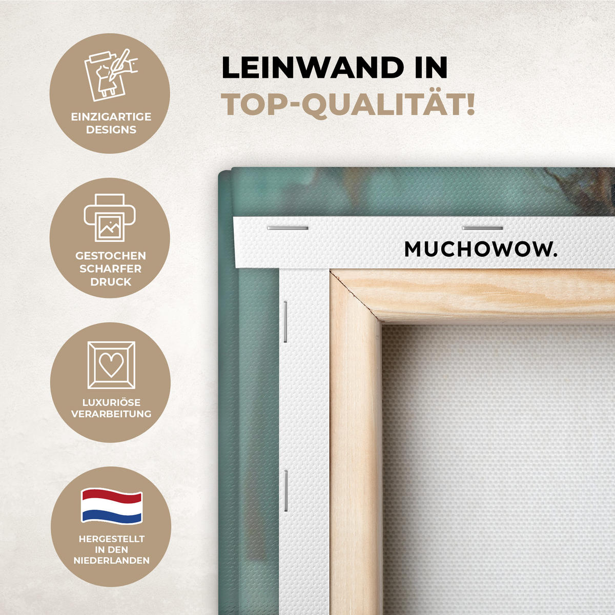 LEINWANDBILD Frau - Kunst - Schmuck - Porträt Wanddeko 90x60 cm - Blaugrau, Textil (90/60cm) - MuchoWow