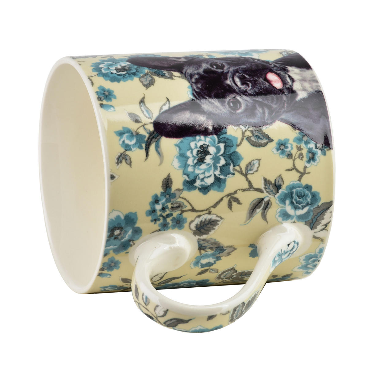 KUBEK NOYA, porcelán, 380 ml, 9 x 13 x 9 cm, buldog francouzský - zelená barva, keramika (0.38L) - Mondex