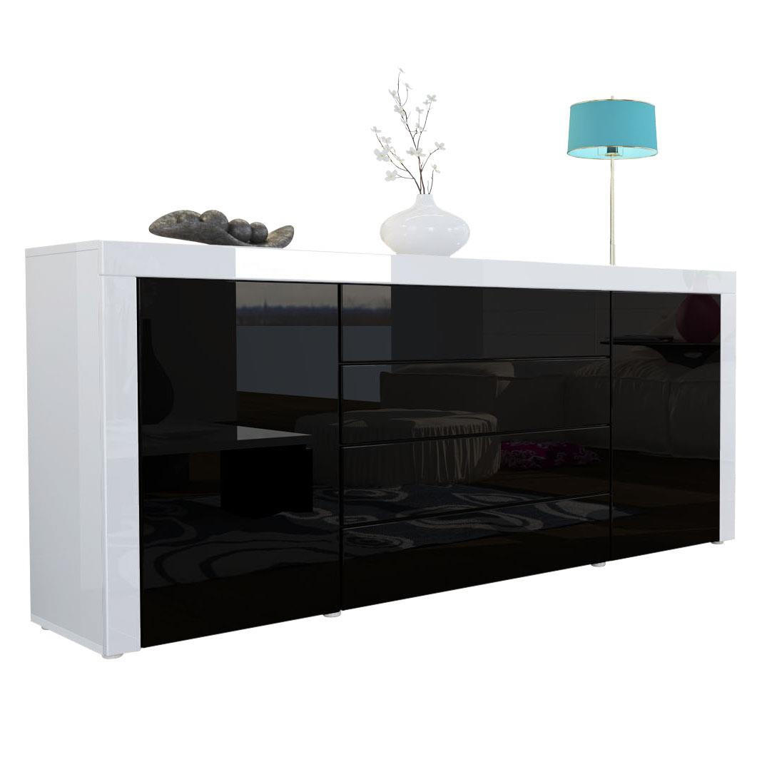 SIDEBOARD La Paz Schwarz Hochglanz / Weiß Hochglanz - Schwarz Hochglanz, Holzwerkstoff (167/72/35cm) - Vladon