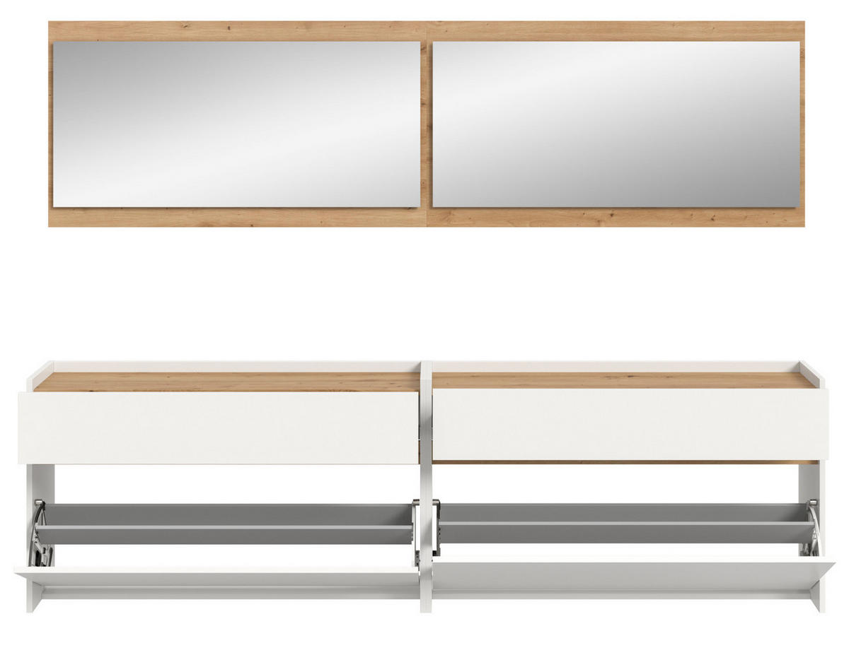 GARDEROBE-SET weiß und Artisan Eiche, Garderobe 4-teilig, 220 x 192 cm, Borga - Weiß/Eiche Artisan, Holzwerkstoff (220/192/32cm) - Inn.Furn