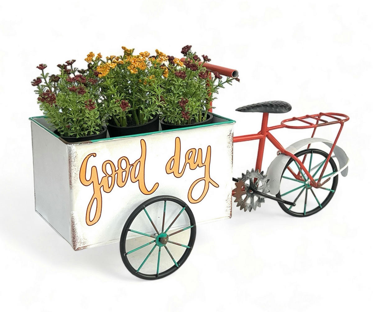 BLUMENFAHRRAD für Garten Metall Stehend Weiß Rot - Weiß, Metall (46/24.5/21cm) - DanDiBo