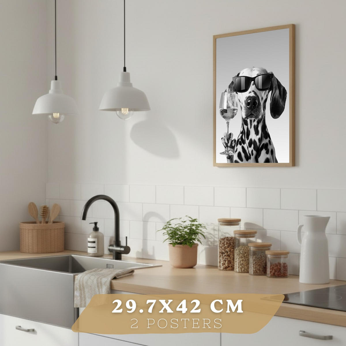 PLAKAT Sada 4 Byn Animals A3 bez rámu - čirá, papír (29.7/1/42cm) - Nacnic