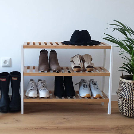 bambusový regál na topánky, botník drevený police topánky organizér obuv úložný priestor, bambusový botník