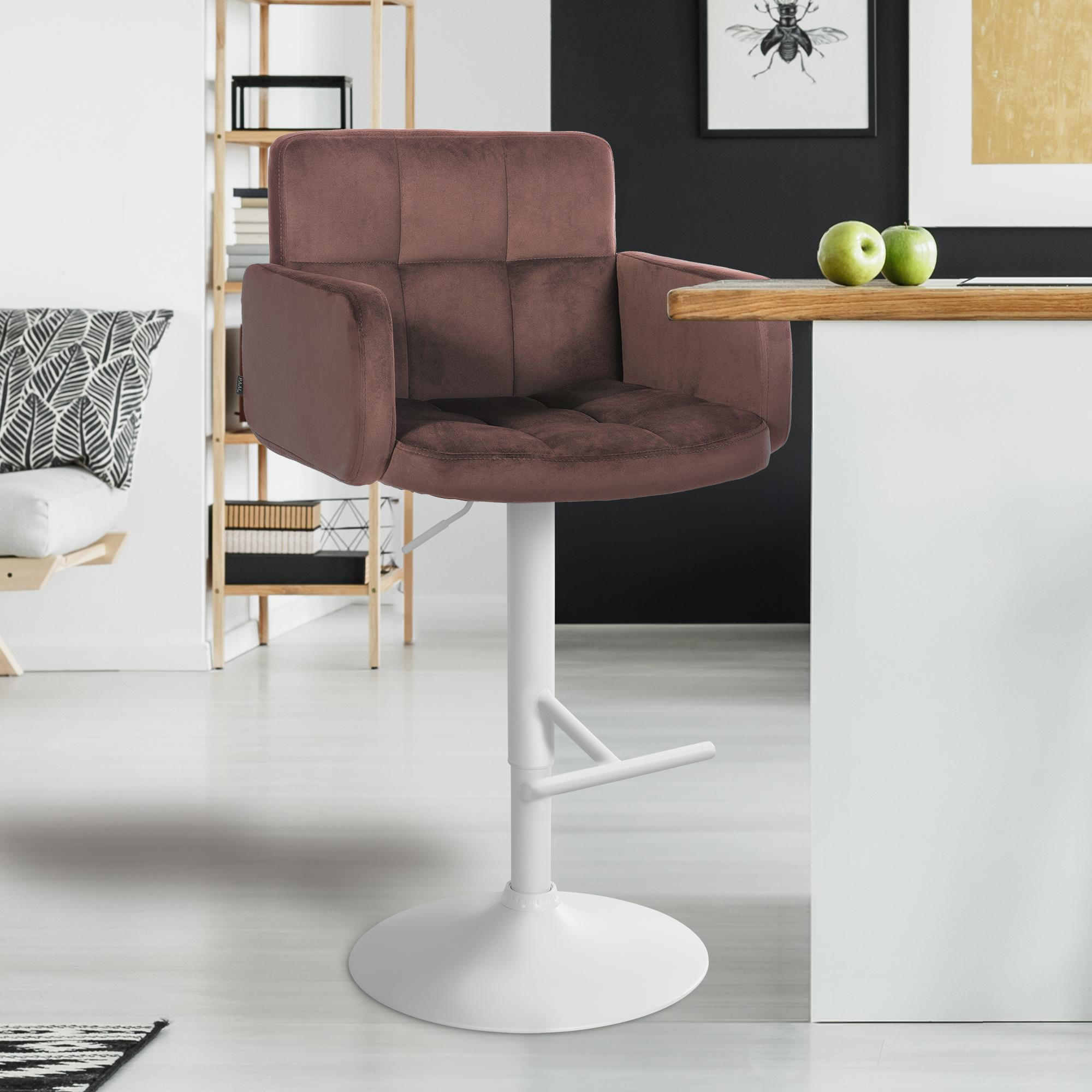BARHOCKER Samt braun - Weiß/Braun, Textil/Metall (60/93/56cm) - CLP