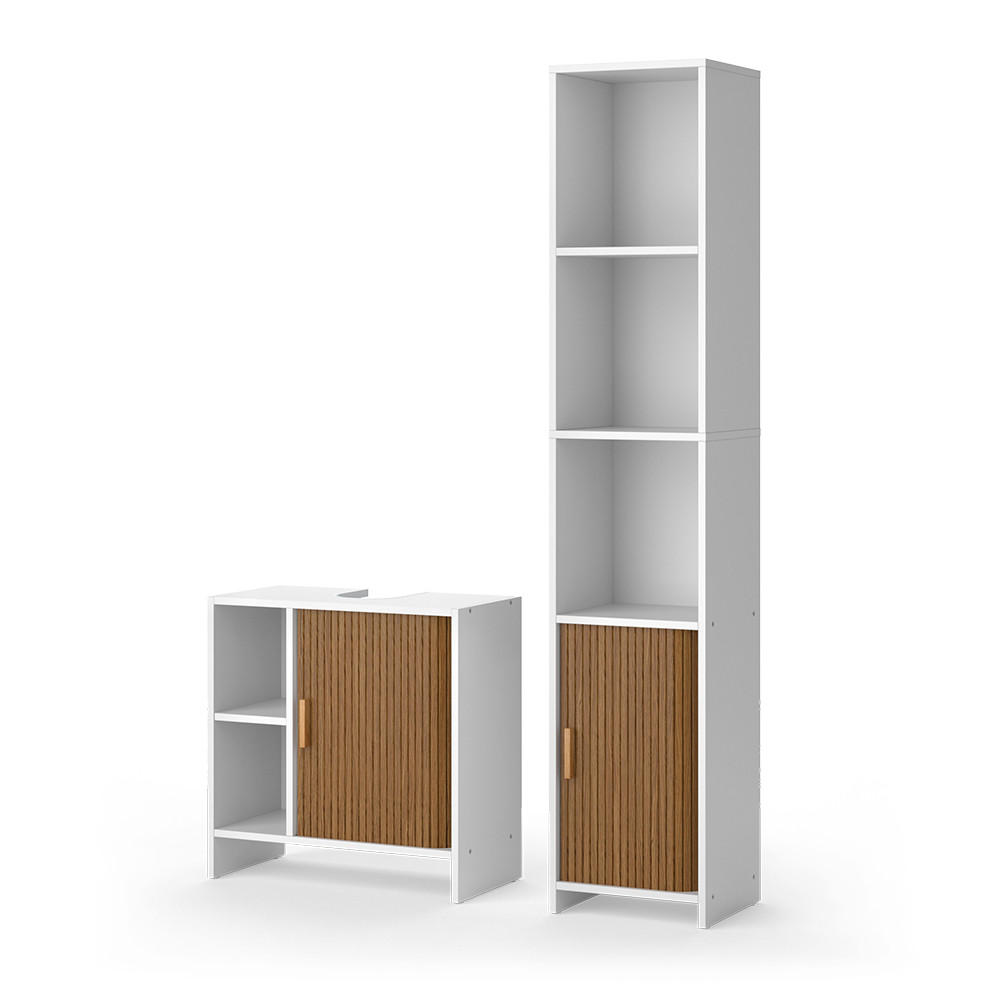 BADMÖBEL-SET Norea, Eiche/Weiß, 2-teilig - Eichefarben/Weiß, Holzwerkstoff (60/60/30cm) - Vicco