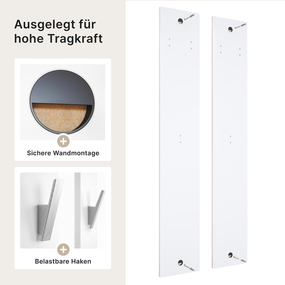 GARDEROBENPANEEL Wandpaneel Weiß matt - Weiß, Holzwerkstoff (57/170/20cm) - Vladon