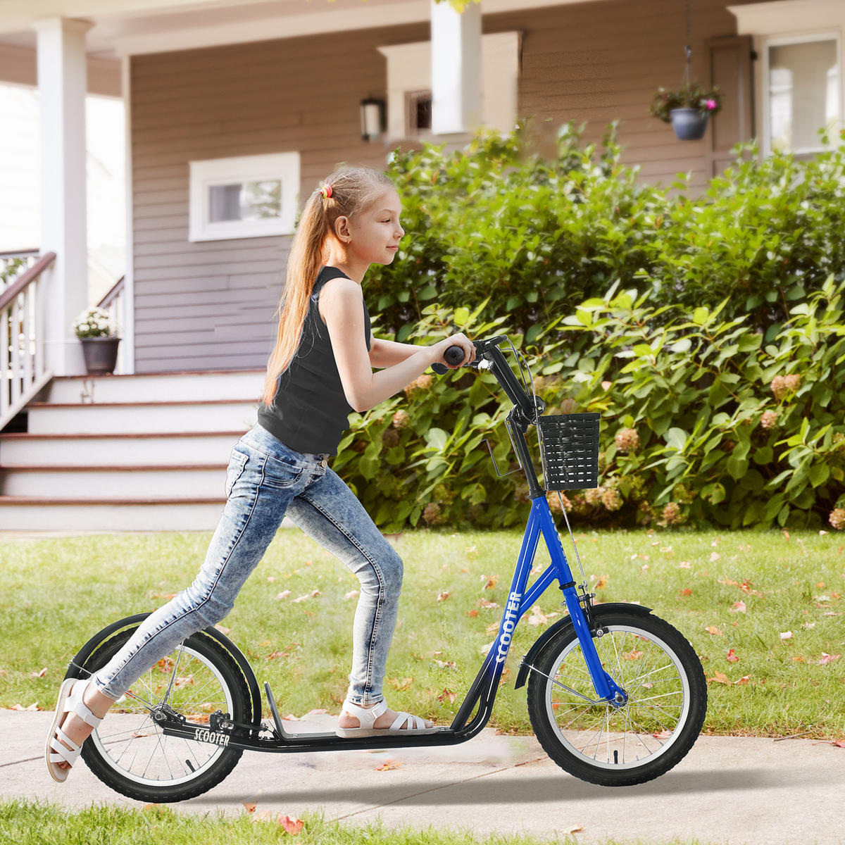 KINDERROLLER, Rosa+Weiß/Rosa+Weiß, Metall+ PP-Kunststoff - Blau, Metall (139/58/96cm) - HOMCOM
