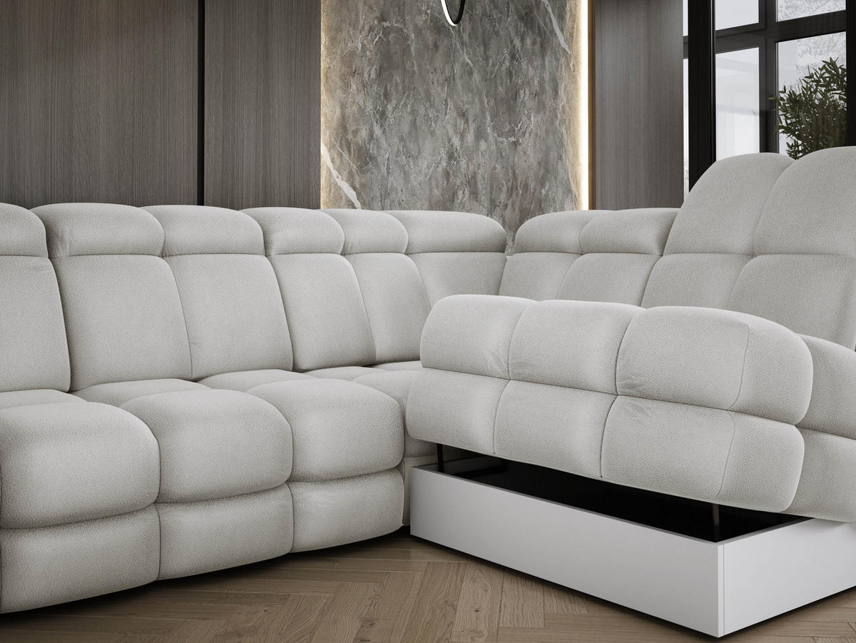 ECKSOFA TOLLO Solar-stoff L-form 302x217x105 cm esche - Silberfarben, Holz/Textil (217/302cm) - DomoHome