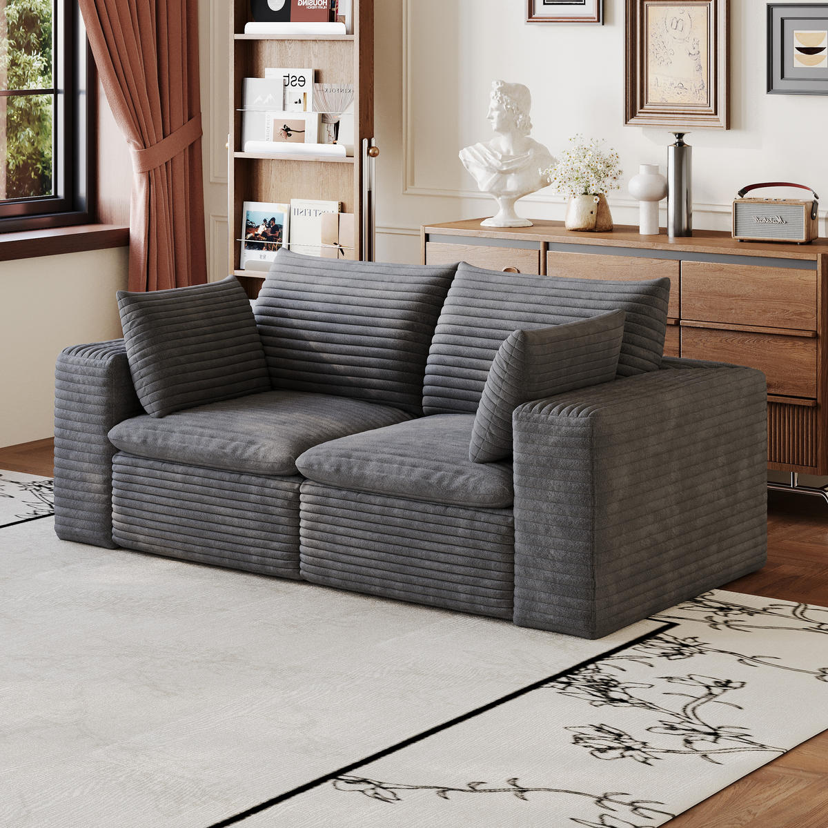 2-SITZER-SOFA DE-34773 mit abnehmbare Polsterung Dunkelgrau - Dunkelgrau, Textil (90/60/180cm) - ComfortXL