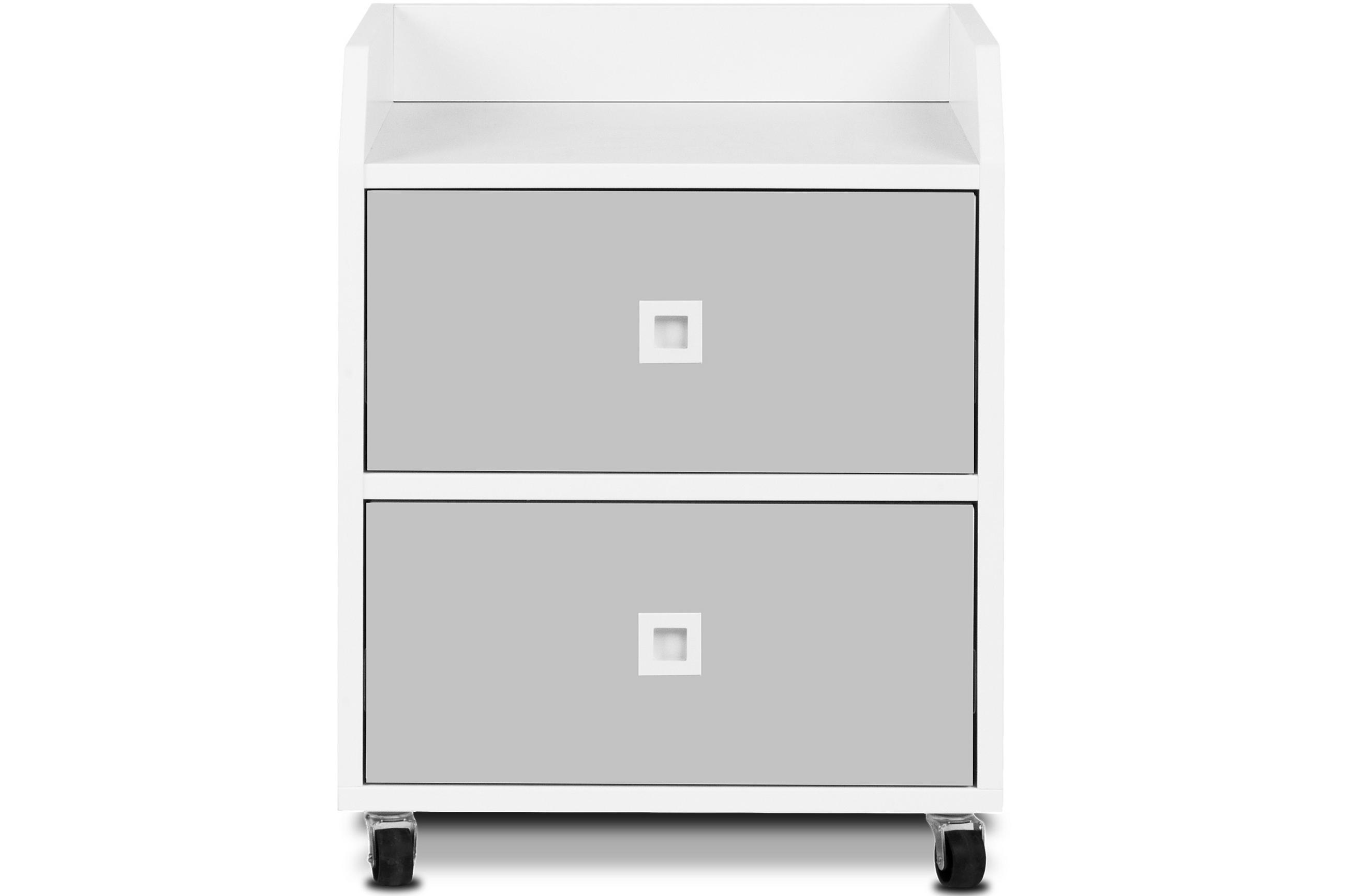 ROLLCONTAINER MIRUM unter dem Schreibtisch, Weiß/Grau - Weiß/Grau, Holz (43/55/40cm) - KONSIMO®