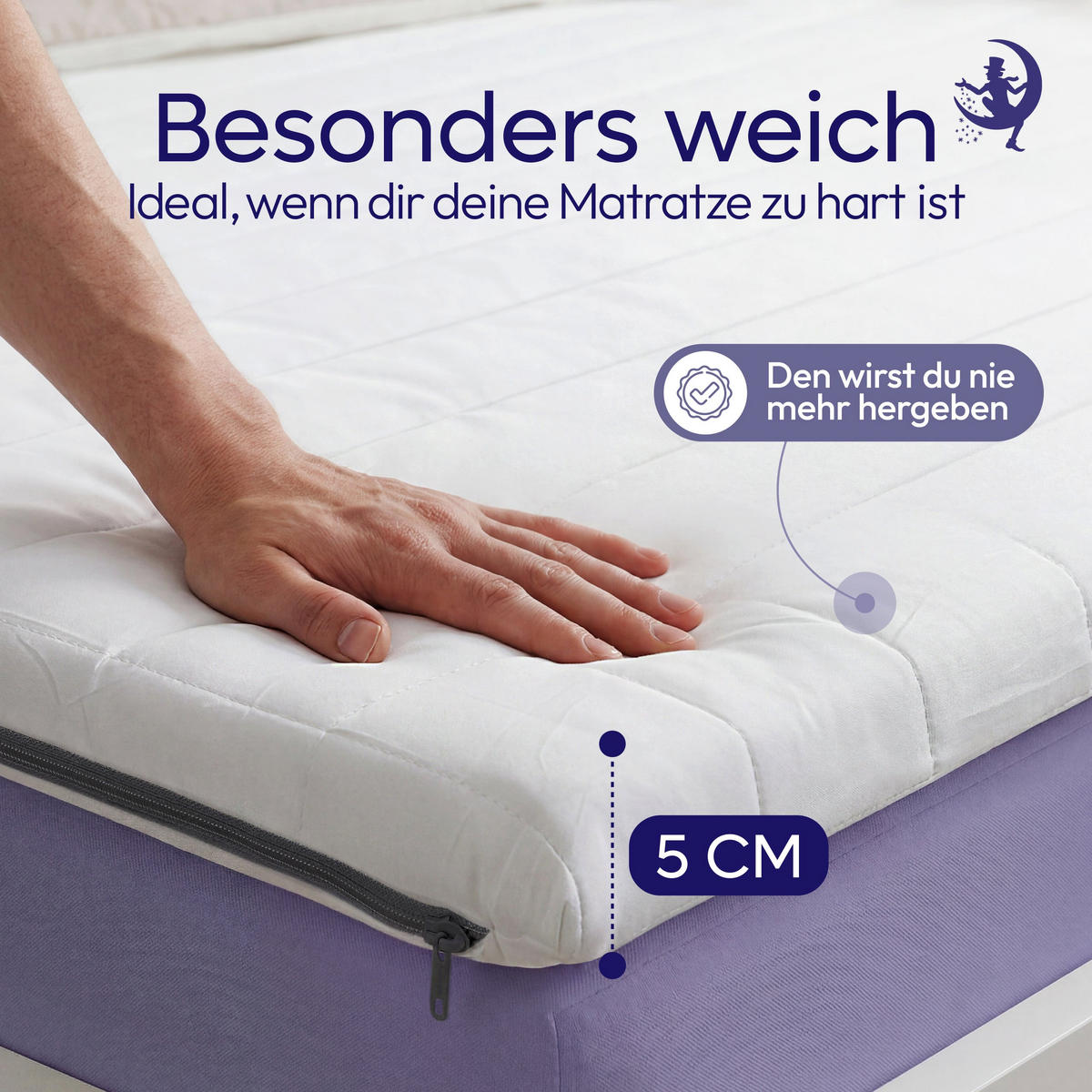 MATRATZENTOPPER KALTSCHAUM 100x200 cm – 5 cm Komfortauflage für harte Matratzen - Weiß, Textil (100/200cm) - Mister Sandman