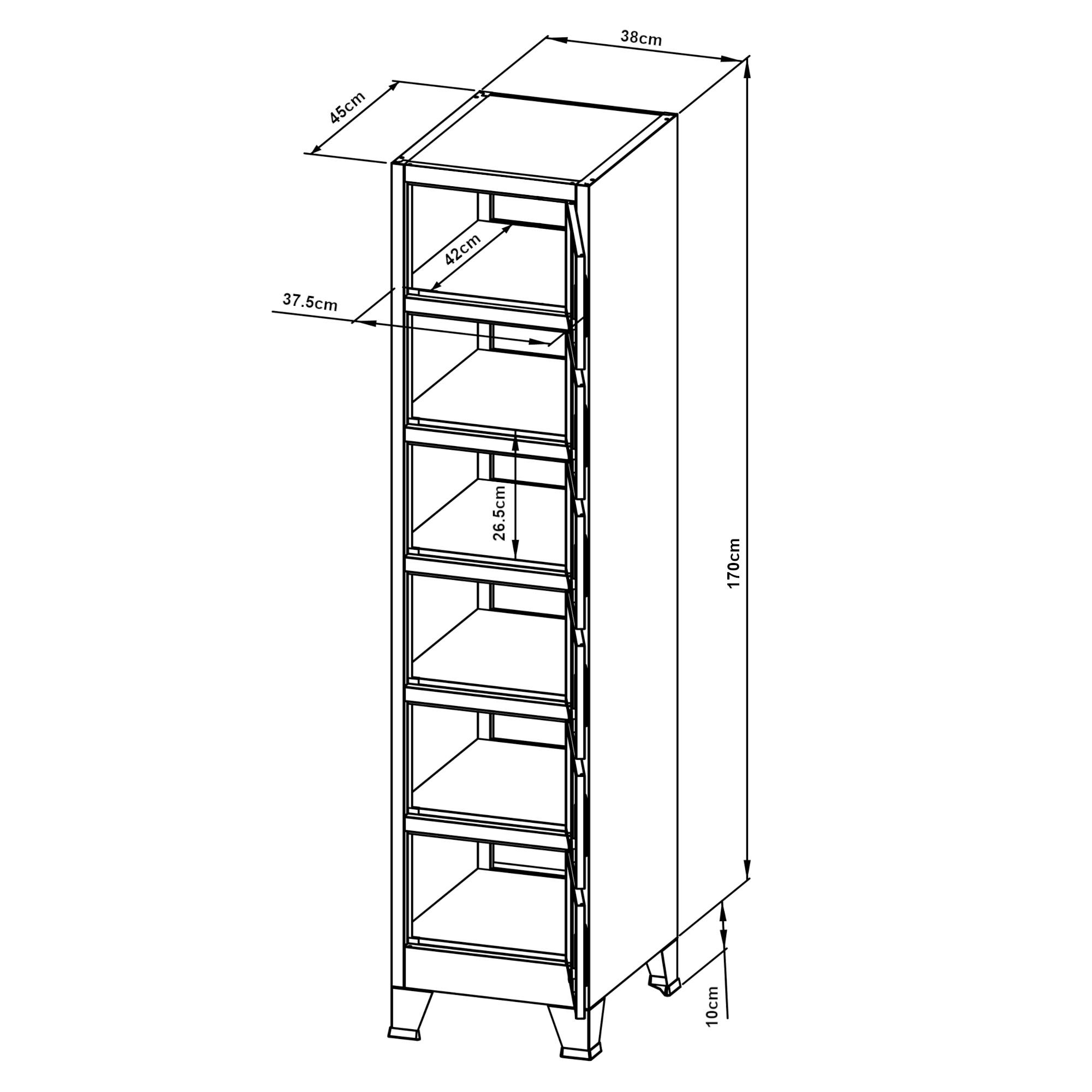 Thumbnail - [en.casa] Spind, Grau, Metall, Rechteckig, 38x180x45 cm, Garderobe, Garderobenschränke, Garderobenschränke