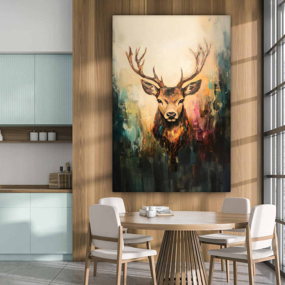 SLIKA NA PLATNU Jelen 90x140 cm - barve lešnika, tekstil (90/140cm) - MuchoWow