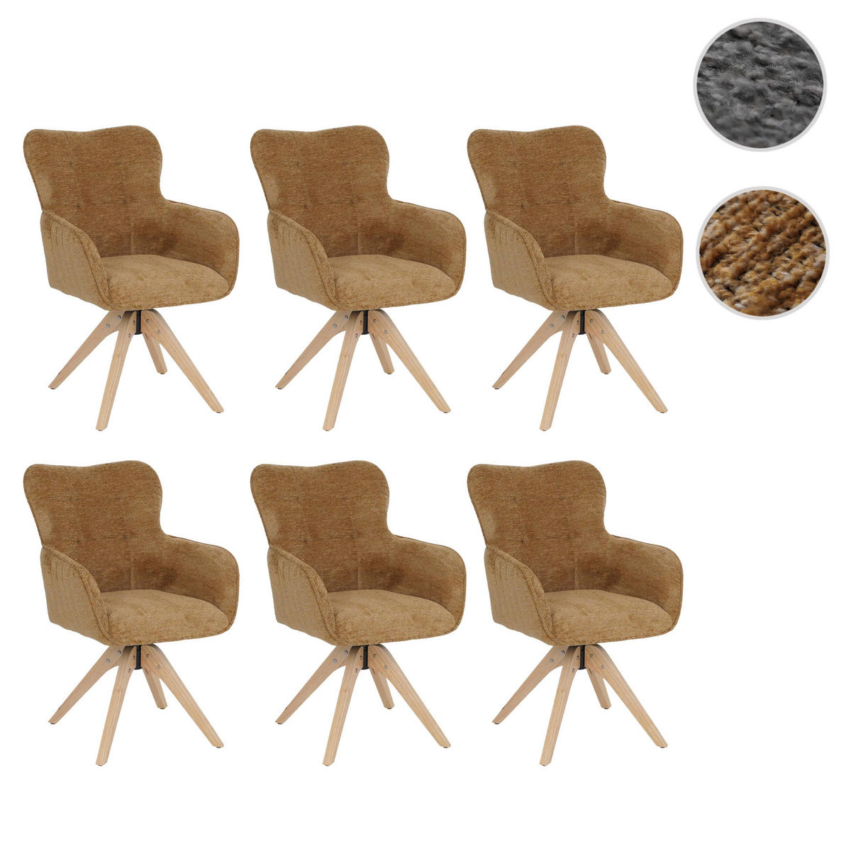 JÍDELNÍ ŽIDLE Hořčičně žlutá, sada 6 ks - žlutá, textil (62/92/68cm) - MCW