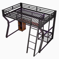 HOCHBETT 140/200 cm DE-33095 mit Schreibtisch und LED-Licht Schwarz - Schwarz, Metall (140/200cm) - ComfortXL