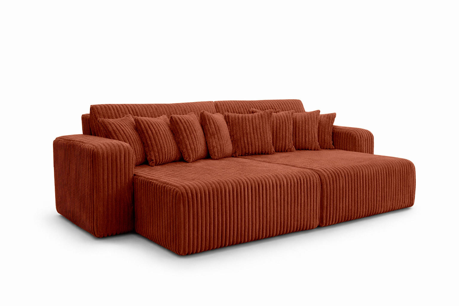 SCHLAFSOFA, Cordstoff Tilia, Kupfer, PIANO DOUBLE - Orange, Holz (246/83/145cm) - Kaiser Möbel