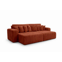 SCHLAFSOFA, Cordstoff Tilia, Kupfer, PIANO DOUBLE - Orange, Holz (246/83/145cm) - Kaiser Möbel