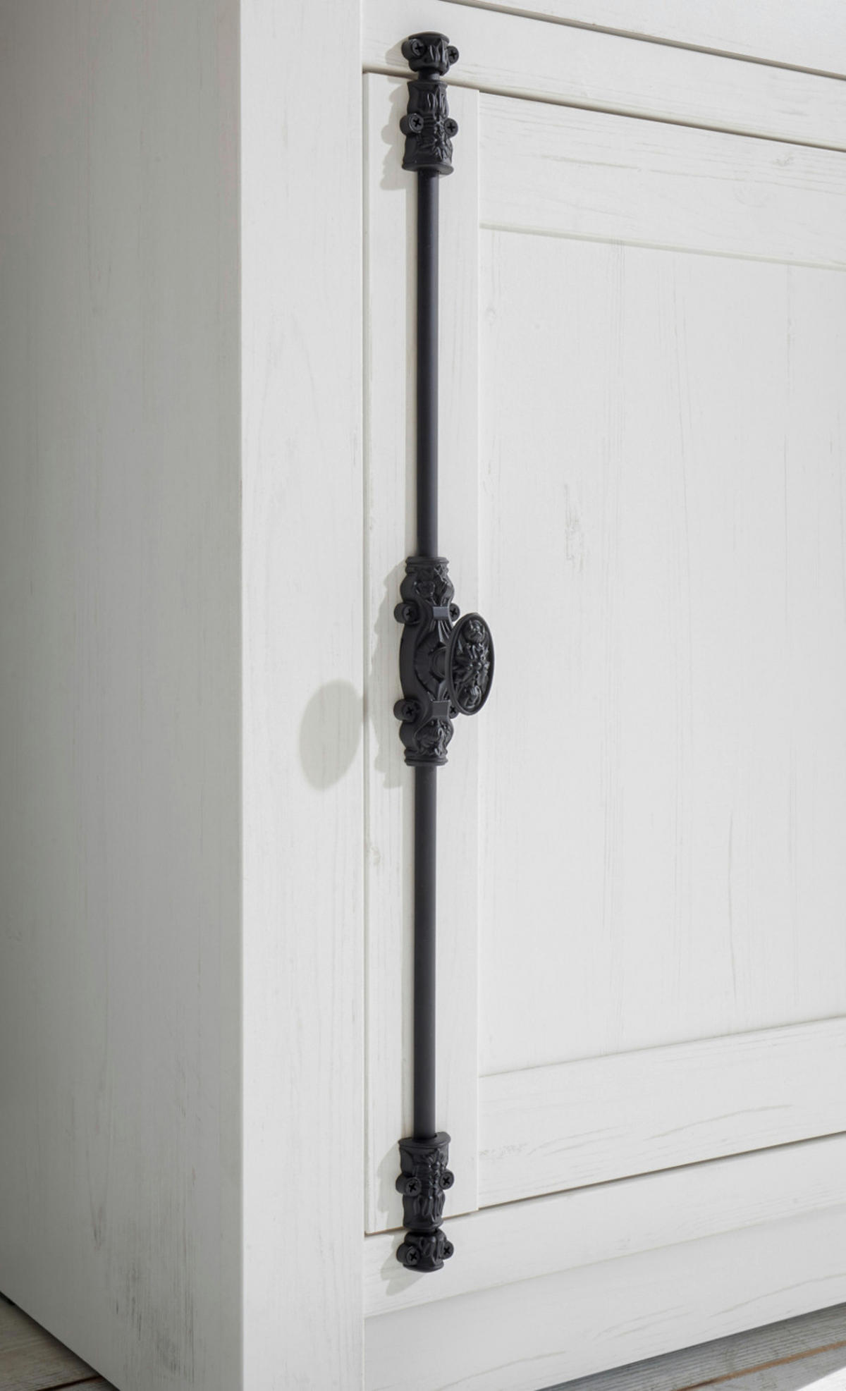 KOMMODE Pinie weiß 105 x 115 cm, Flurkommode Landhaus - Schwarz/Weiß, Holzwerkstoff/Metall (105/115/45cm) - Furn.Design