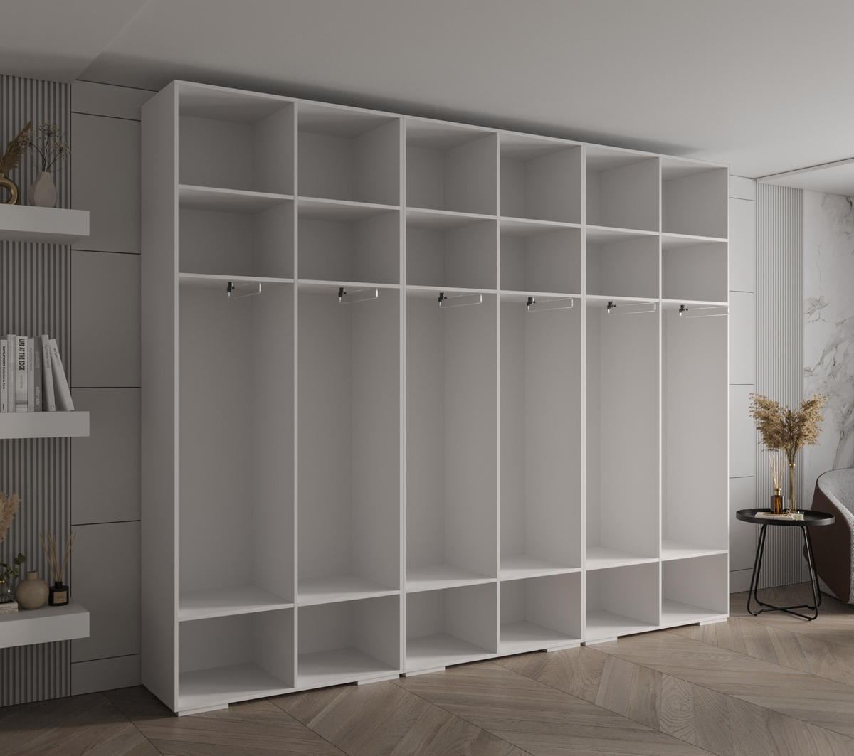 DREHTÜRENSCHRANK 236.7/300/47 6-türig - Goldfarben/Weiß, Holz/Metall (300/236.7/47cm) - Abiks Möbel