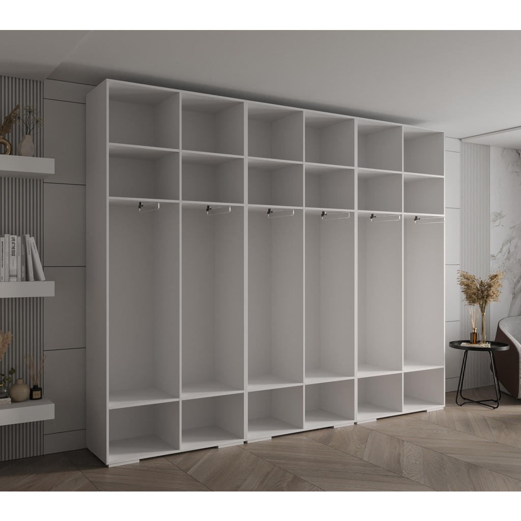 Thumbnail - Abiks Möbel Drehtürenschrank, Weiß, Gold, Metall, Nachbildung, 300x236.7x47 cm, Schlafzimmer, Kleiderschränke, Drehtüren...