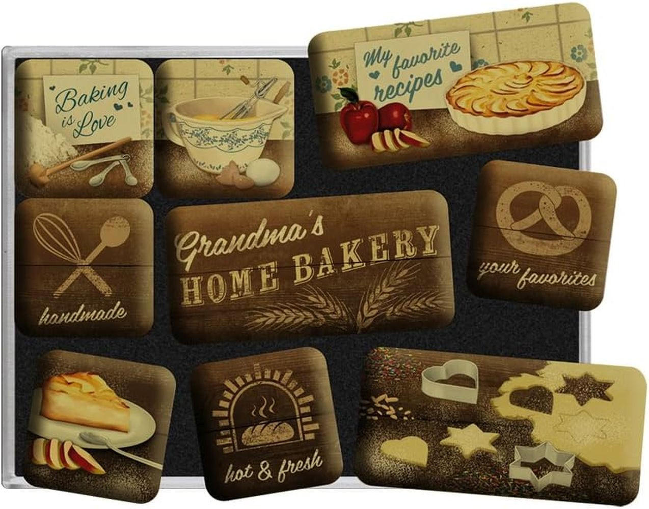 MAGNETSET 9-teilig Home Bakery - Multicolor, Metall (9/7/2cm) - Nostalgic-Art